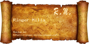 Ringer Milla névjegykártya